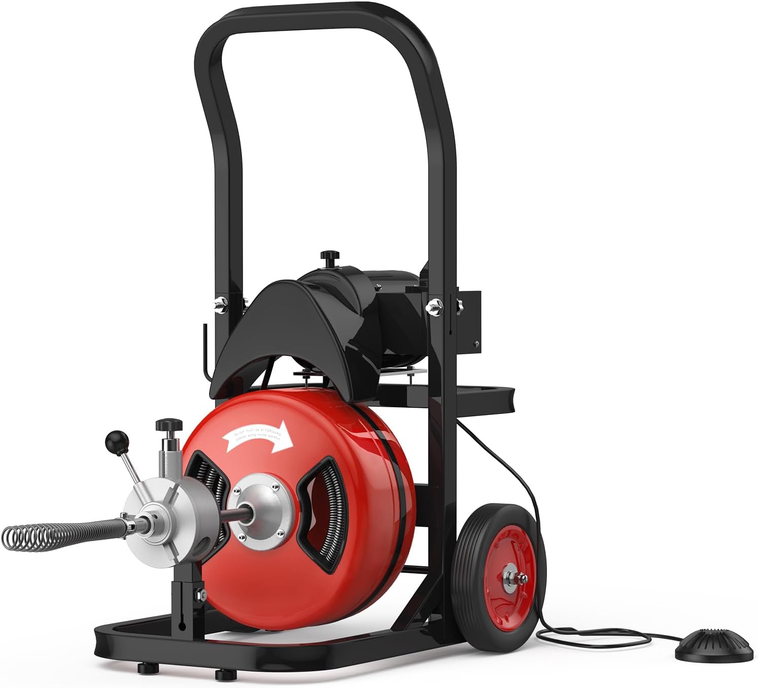 Drain Cleaner Machine,Drain Auger 100ft x 1/2 Inch Drain Cleaning Machine,450W Drain Snake with 4 Cutters & Air-activated Foot Switch for 2