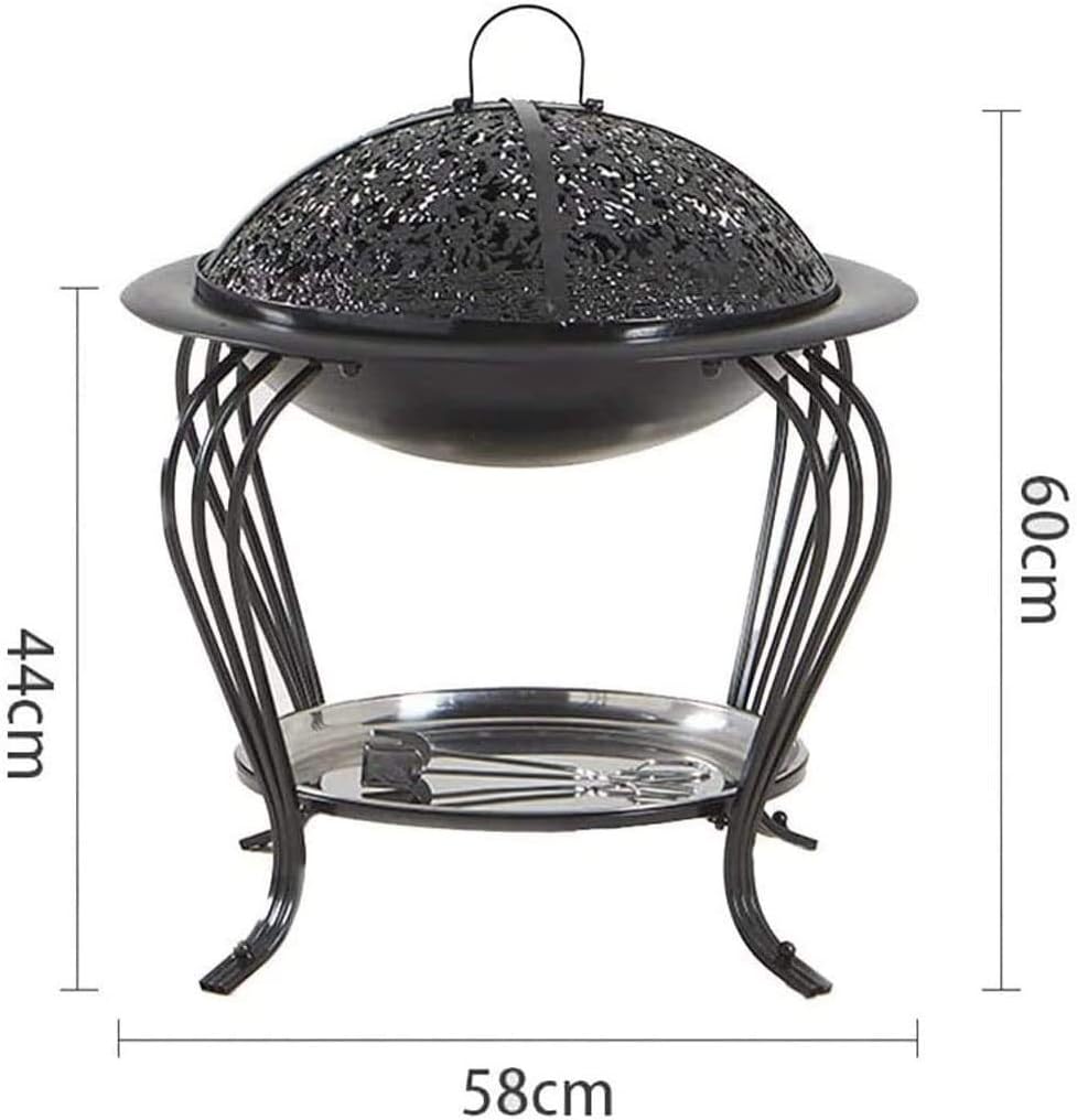 Garden Fire Pit Grill Bowl Grill Barbecue Rack Fire Pits Wood Burning Portable for Garden Patio Fire Pit Bowl with Mesh Spark Screen Cover Heater with Cover BBQ Cooking for Camping Backyard