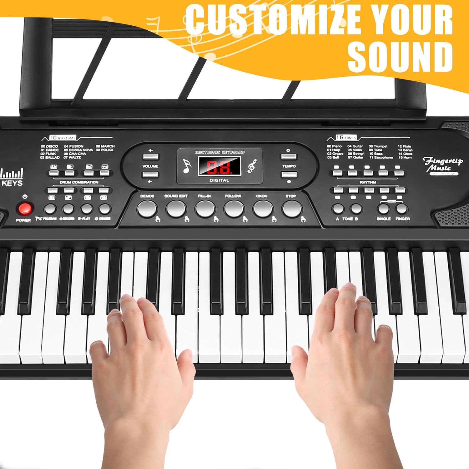 61 Key Keyboard Piano with Stand, Portable Electric Piano Keyboard Kit for Beginners with Stand, Microphone,Note Stickers, Music Rest, Digital Music Keyboard Built-In Speakers