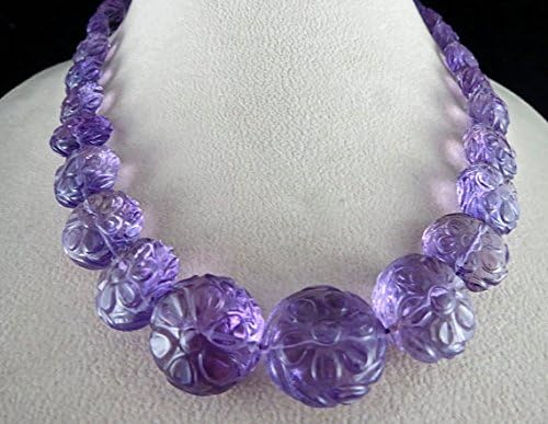 19 inch 1 strand necklace of natural amethyst flower shape carved cut 20-12mm beads for DIY jewelry making.