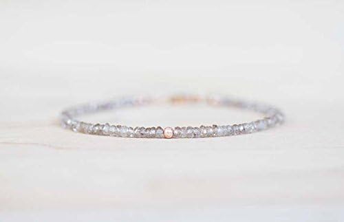 JEWELZ champagne zircon bracelet, delicate minimal simple natural zircon jewelry, rose gold filledfilled fill sterling silver plated3-3.5mm 7 inches