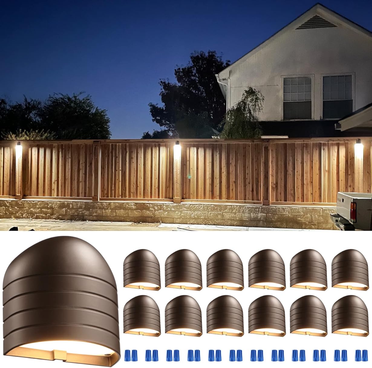 LEONLITE 12-Pack Update 5CCT Low Voltage LED Deck Lights, 250LM Ultra Bright Fence Down Light, 12-24V AC/DC Anti Glare Step Railing Light, CRI90, 1800K/2700K/3000K/4000K/5000K, IP65, Oil Rubbed Bronze