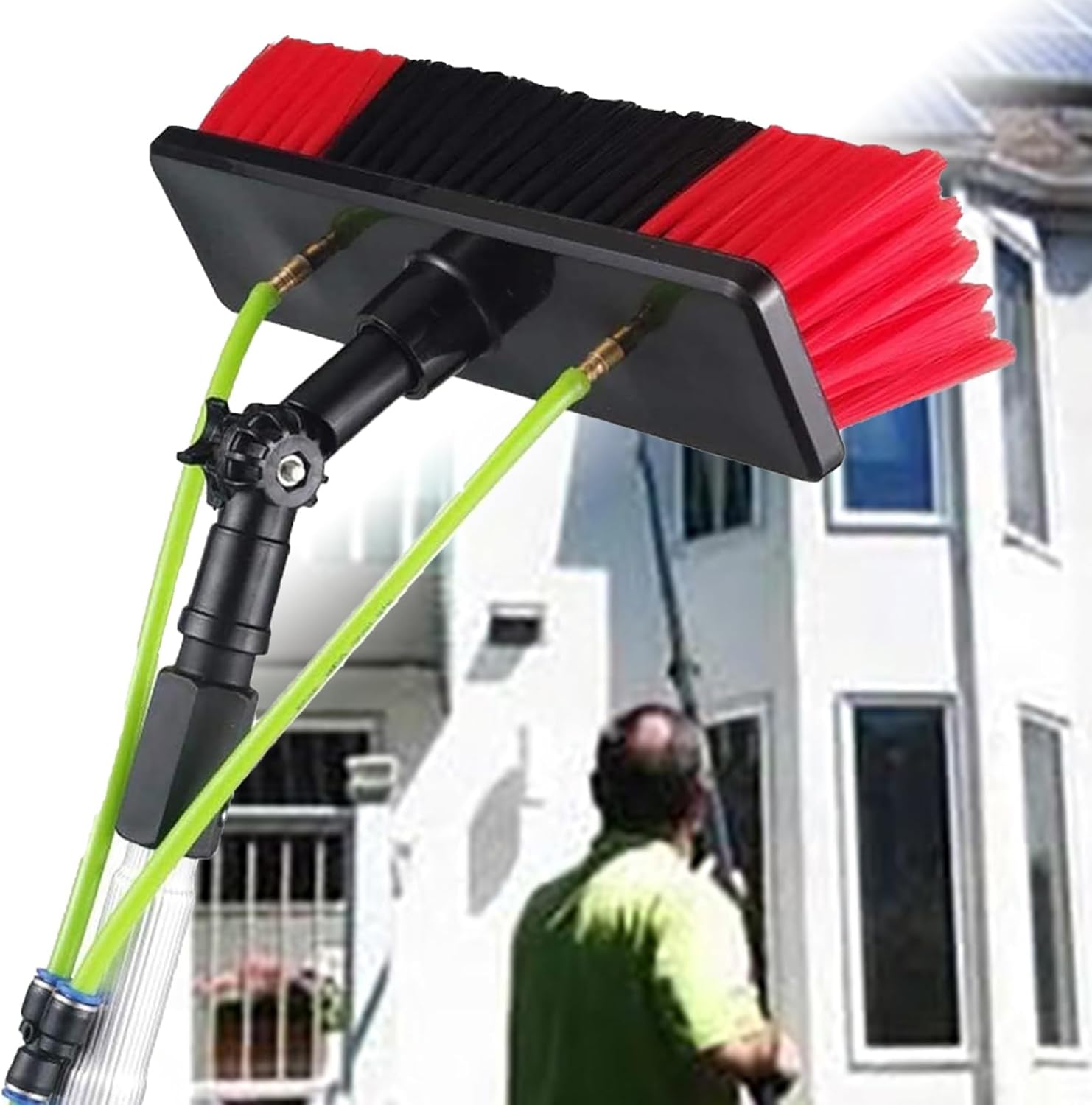 Water Fed Pole Kit,Water Fed Pole Brush,Water Fed Pole for Window,Outdoor Window Cleaner Water Fed Brush for Window Solar Panel Cleaning Washing Tool Kits(6M)