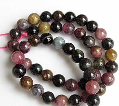 tourmaline round beads, pink tourmaline beads, green tourmaline beads, 8mm beads, 15 inch strand