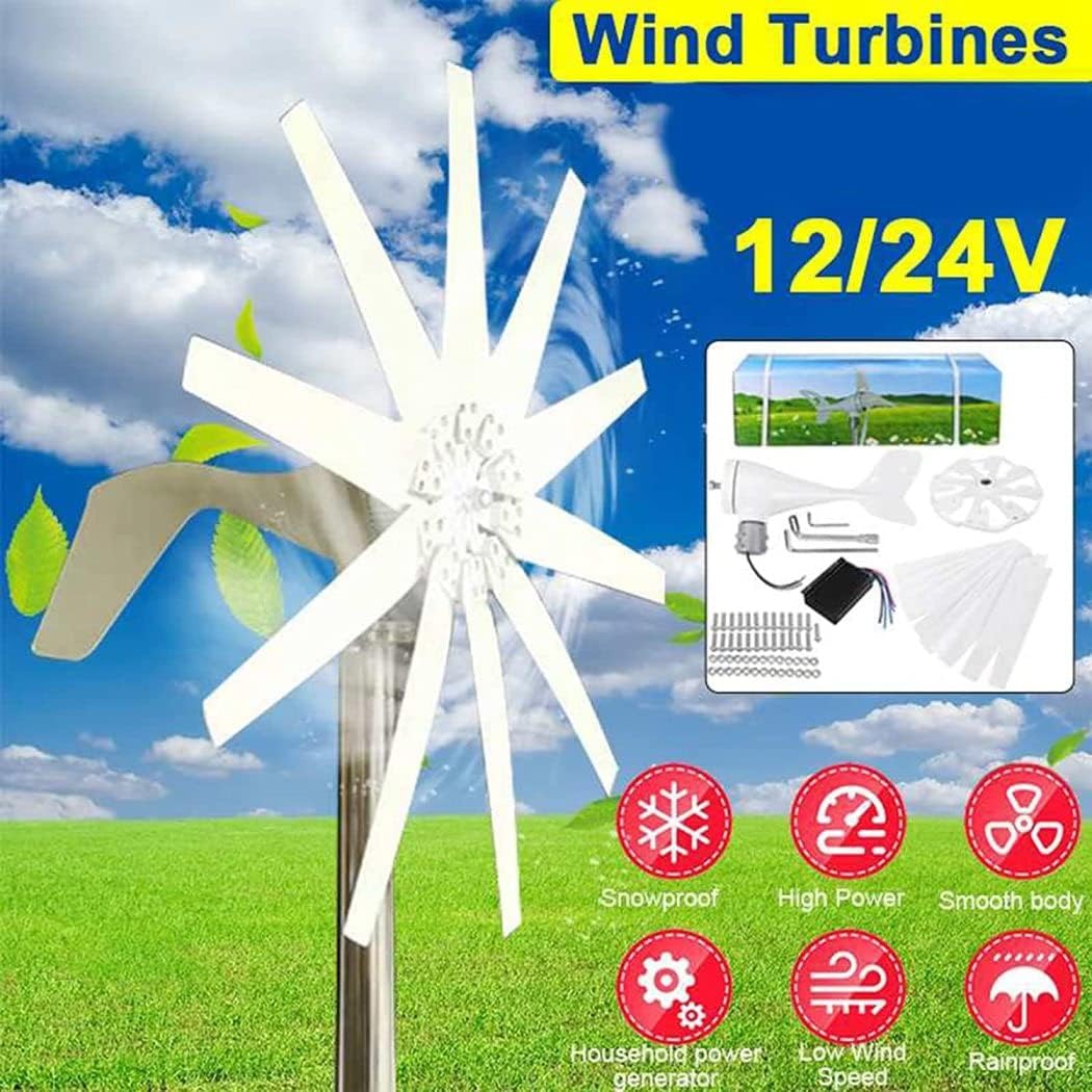 LiuSj JUnSt 9000W Horizontal Wind Generator, 12V 24V 48V 10 Blade White Wind Turbines Horizontal Home Powers Windmill Energy Turbines Charge(White)