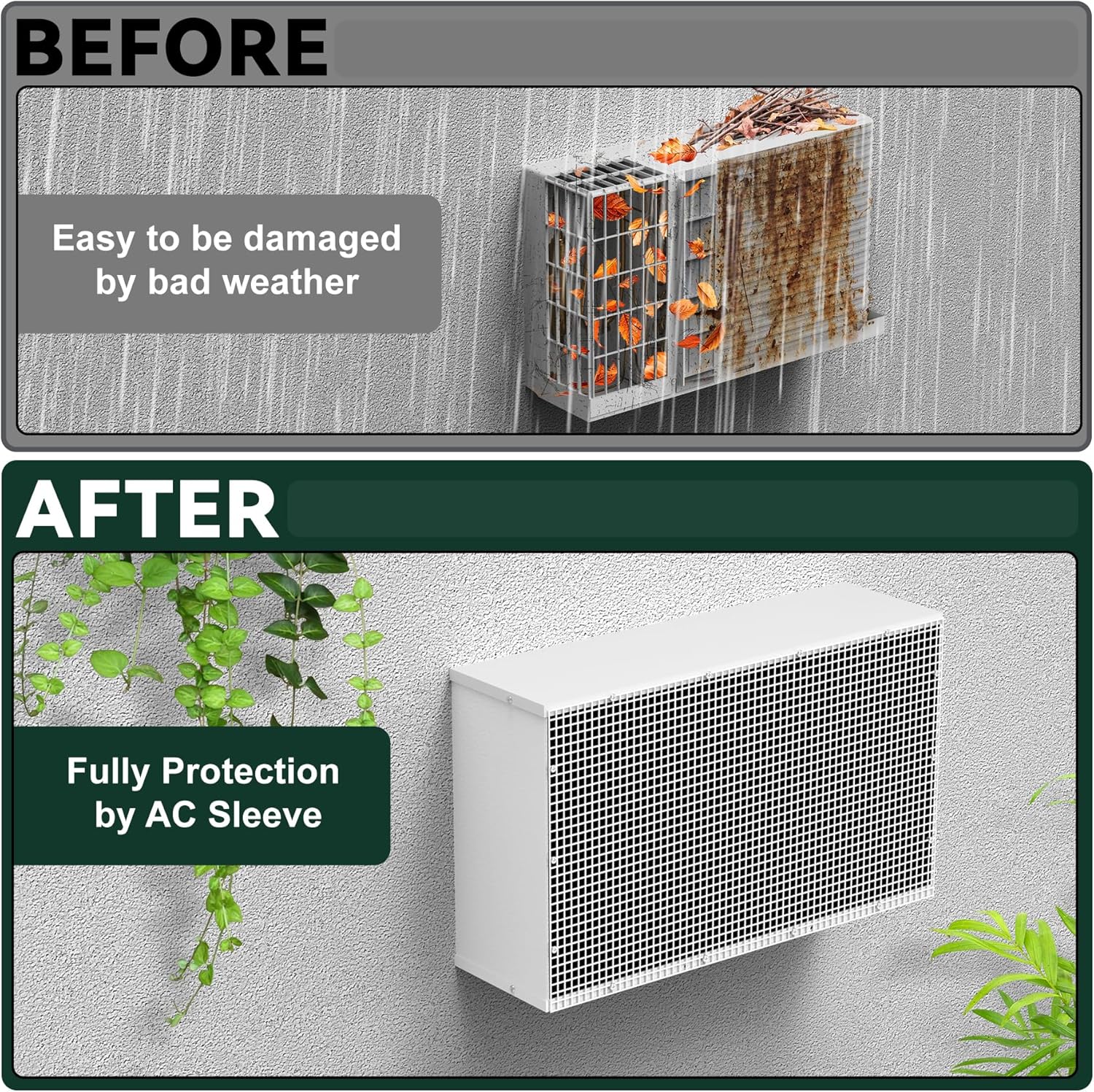 Flehomo Through The Wall Air Conditioner Sleeve, Universal Wall Sleeve Fits Most 26 Inch Through The Wall Air Conditioners, TTW AC Wall Sleeve with Ventilation Mesh Screen