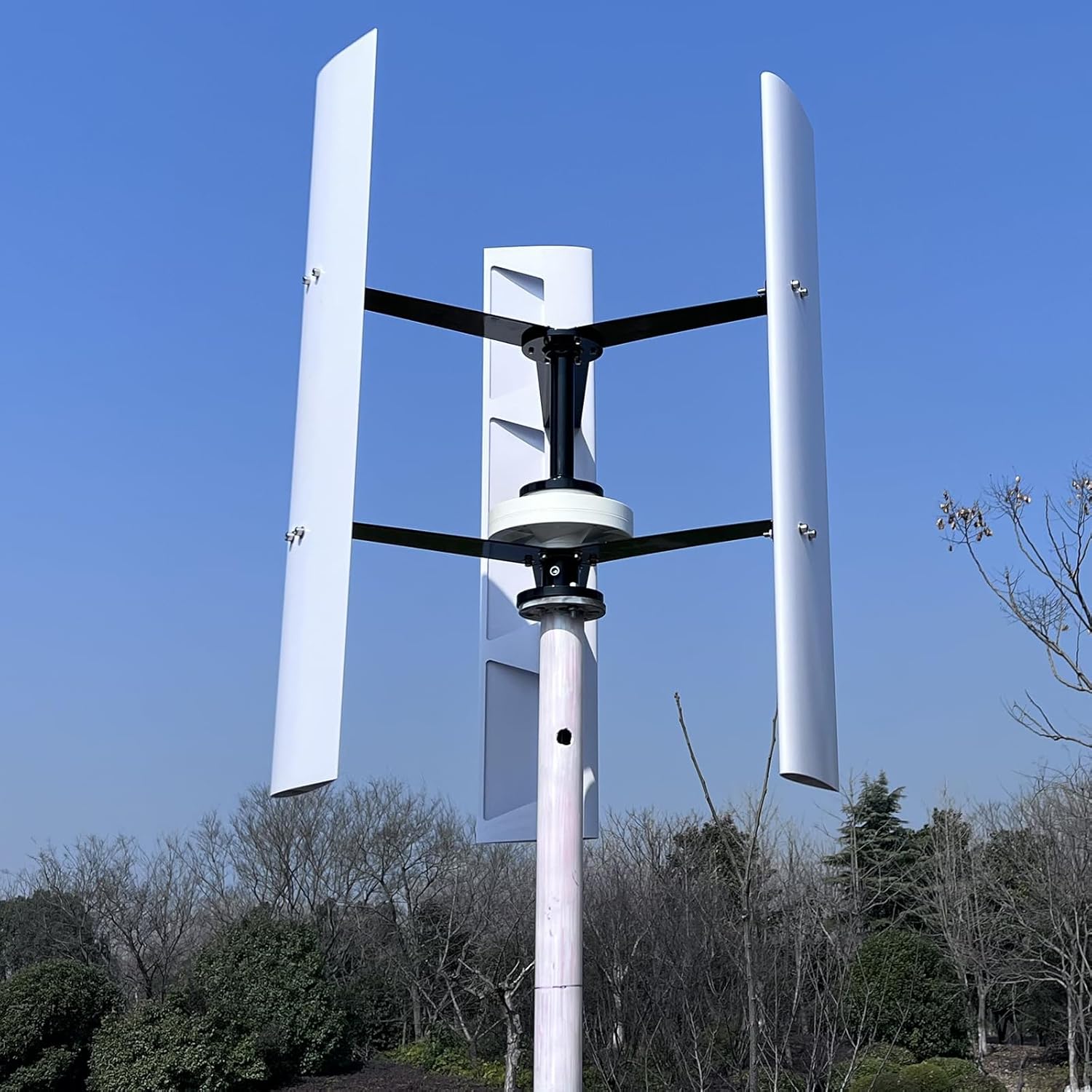 800W 12V Vertical Axis Wind Turbine VAWT 3 Blades Wind Power Generator Off Grid System Kits Low Noise Wind Generators with MPPT Charge Controller to Charge 12V Battery
