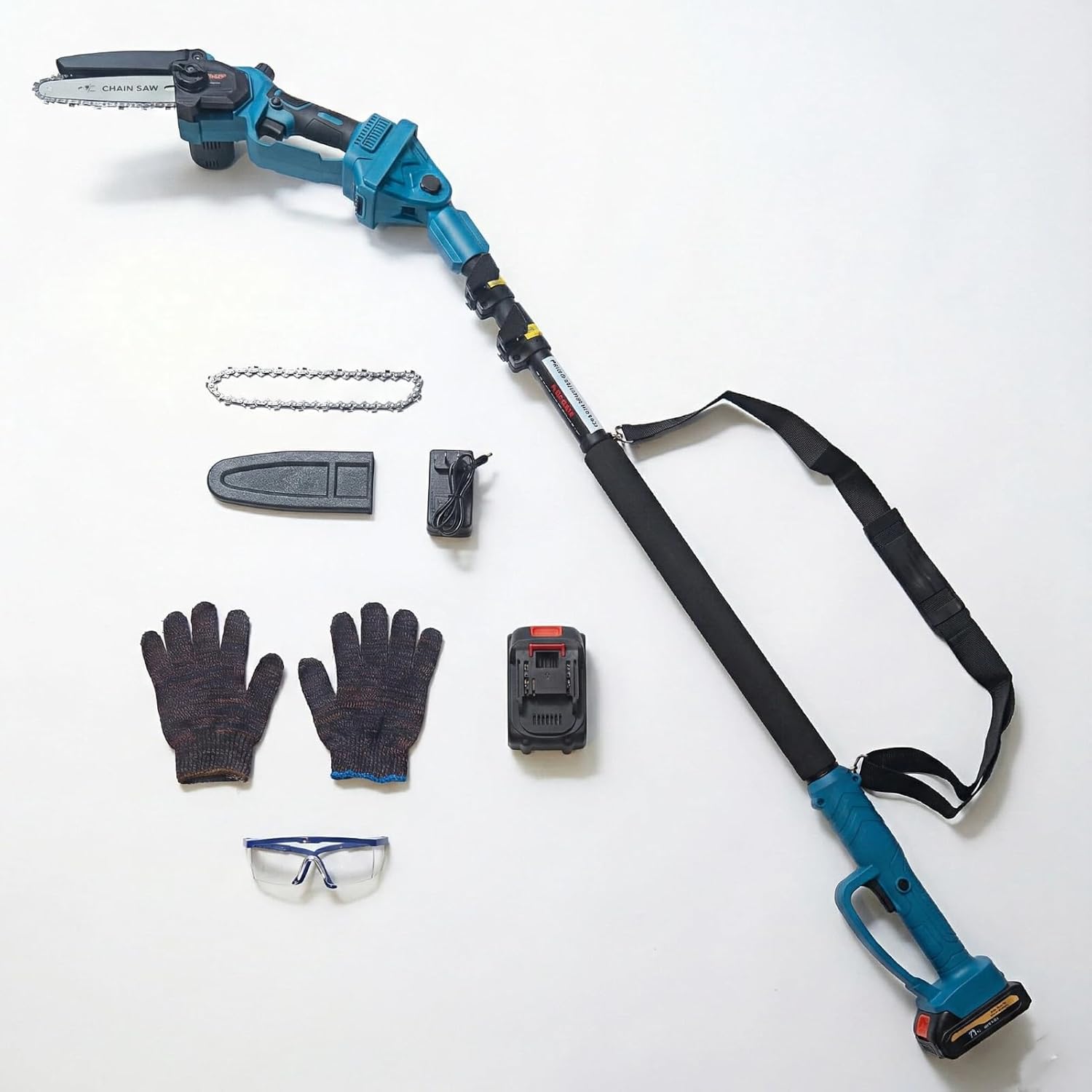 21V Cordless Mini Chainsaw, 6-Inch Battery Powered Handheld Chainsaw with 2 Batteries, High Reach Pole Saw Option, Lightweight Pruning Saw for Tree Trimming & Garden Use (High Reach Pole Chainsaw)