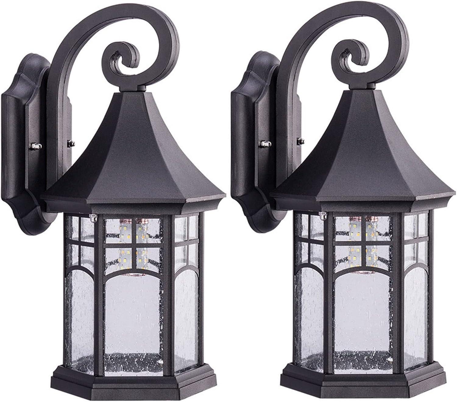 2-Pack Outdoor Wall Lanterns, Exterior Waterproof Wall Sconce Light Fixtures with Clear Glass Shade 100% Aluminum Anti-Rust Matte Black Porch Lights for Garage Doorway Hallway