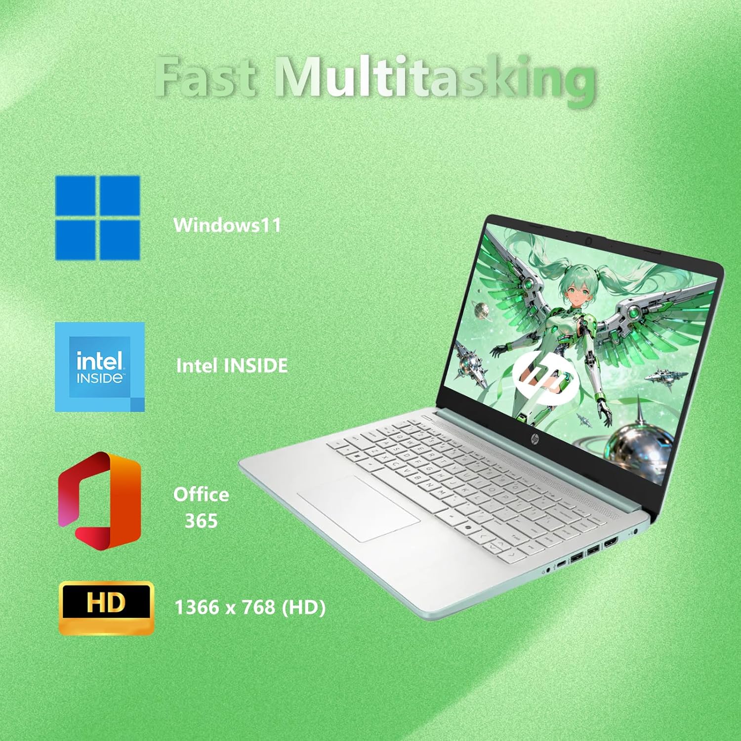 HP 14 Laptop Student Business 2025 Ultral Light Computer, AI Copilot, 4-Core 13th Gen Intel CPU, 16GB RAM 1.2TB Storage (128GB UFS+ 64GB MSD+1TB Cloud), Microsoft 365, AlpacaTec Accessories