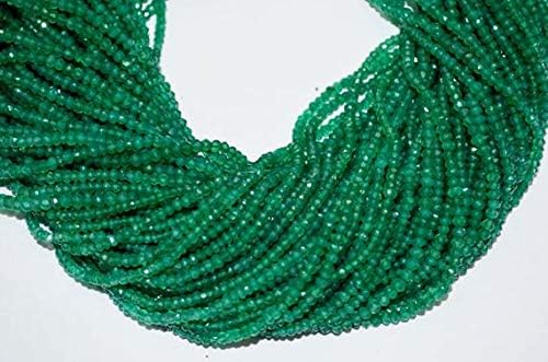 13 inch natural beads strand of 3-3.25mm faceted rondelle green onyx gemstone beads for DIY jewelry - necklace, bracelet, earring, ring.