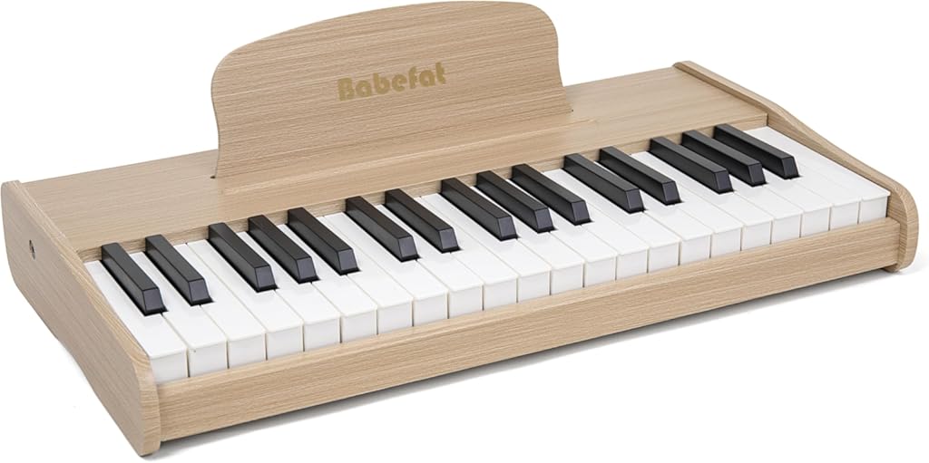 Kids Piano Keyboard 37 Keys Digital Piano for Kids Mini Musical Instruments Wooden Pianos Toy for 4+ Years Old Girls and Boys Birthday Gift Walnut (Oka)