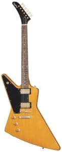 Epiphone Inspired by Gibson Custom 1958 Explorer Lefty, Aged Natural with Black Pickguard and Hard Case