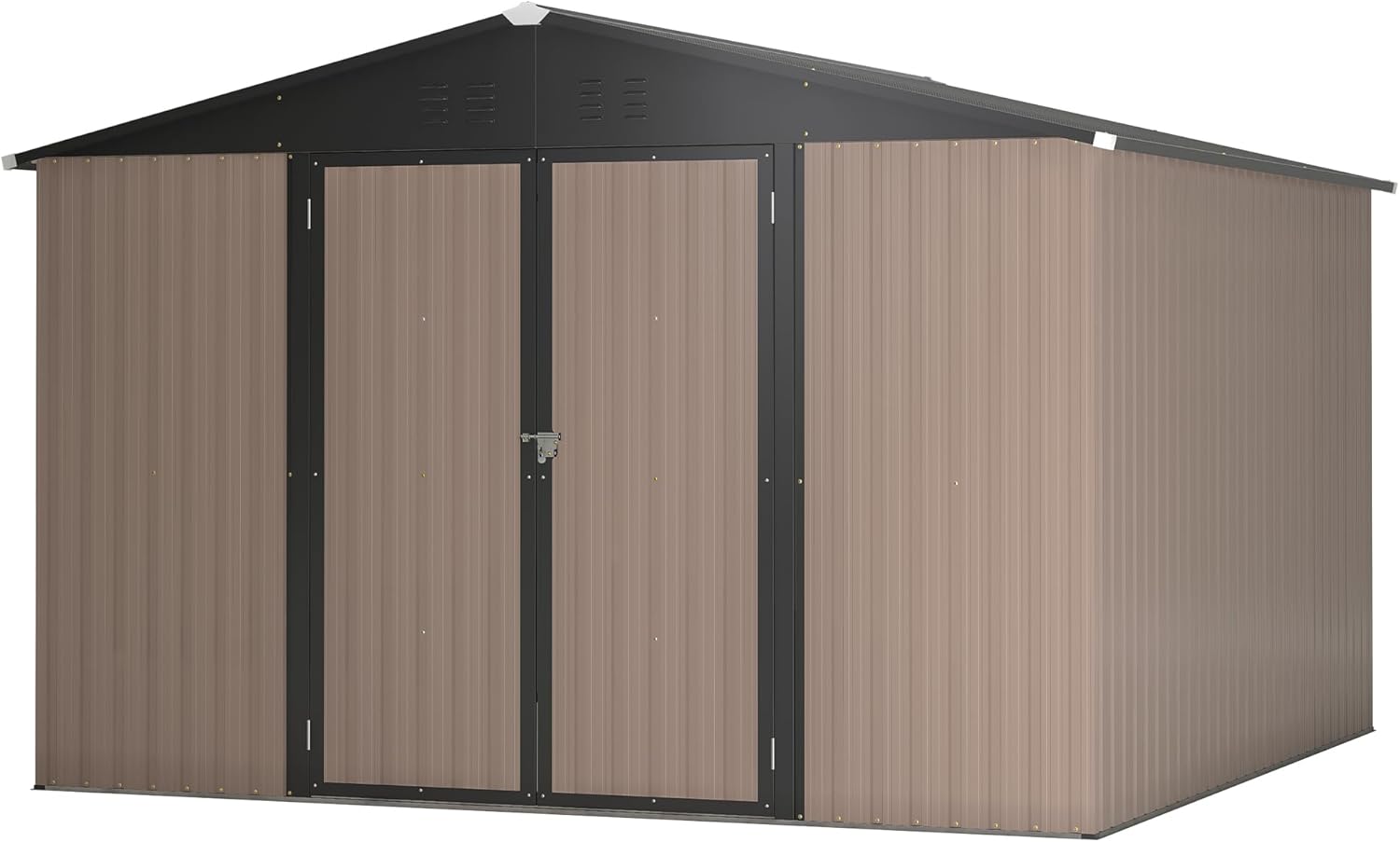 10' x 10' Metal Storage Shed for Ourdoor, Steel Yard Shed with Design of Lockable Doors, Utility and Tool Storage for Garden, Backyard, Patio, Outside use