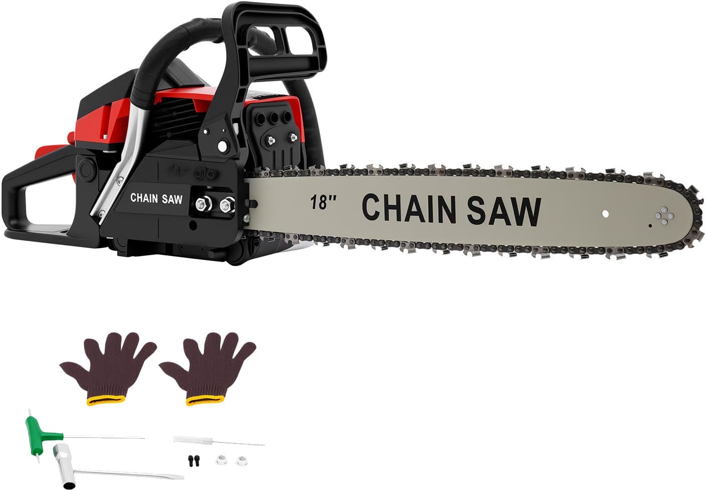 18 Inch Gas Chainsaw 58CC Gas Power Chain Saw with Automatic Oiler, 2-Cycle Engine, Petrol Handheld Gasoline Chainsaws for Cutting Wood Outdoor Garden Farm Home