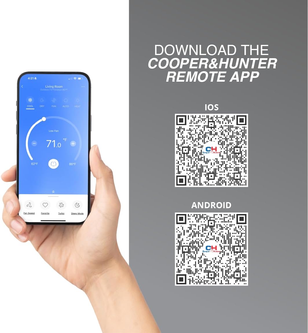 Cooper & Hunter MIA Series 12,000 BTU 115V Mini Split AC/Heating System, Ductless Wall Mount – 21.2 SEER2 Inverter – 16FT Installation Kit & Smart Control Included – Pre-Charged