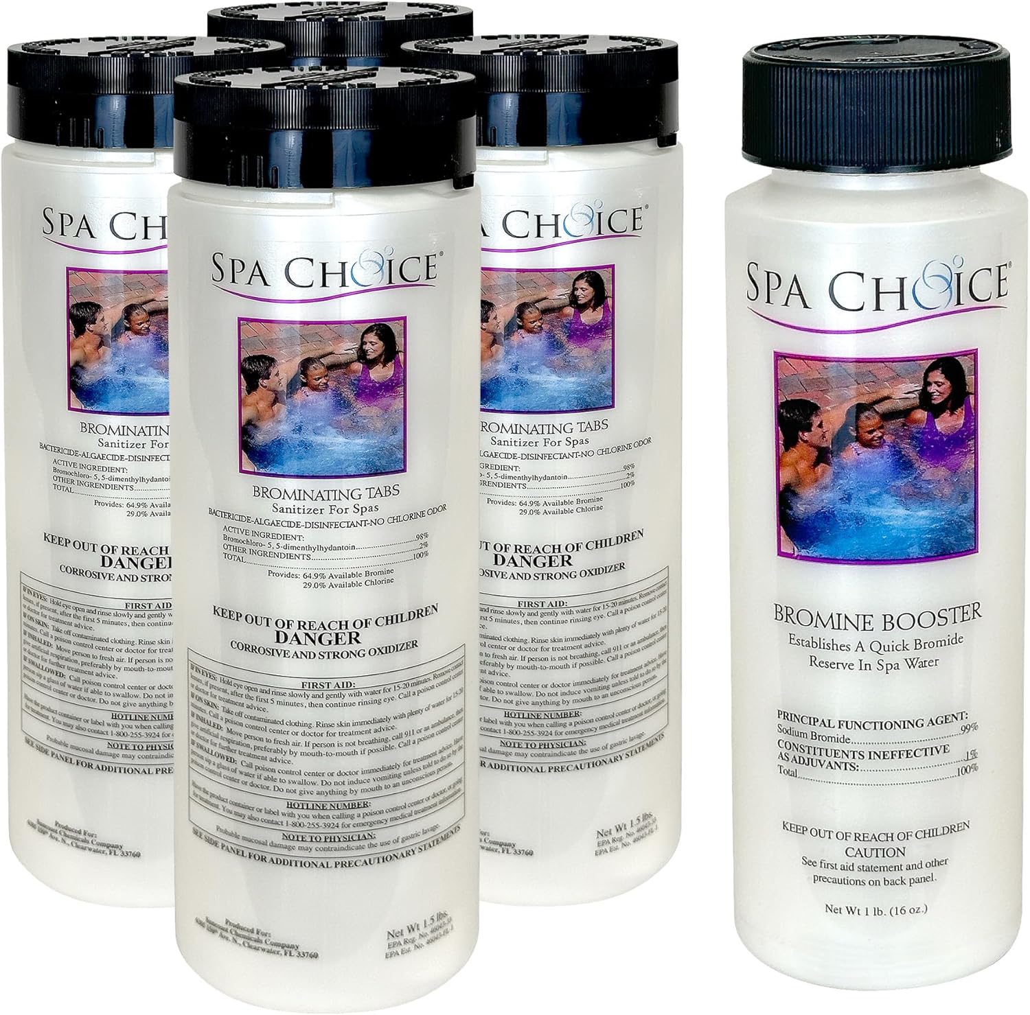 SpaChoice 472-3-3001-04 Bromine Tablets for Spa Hot Tub, 1.5-Pounds, 4-Pack, with 1-Pound Sodium Bromide