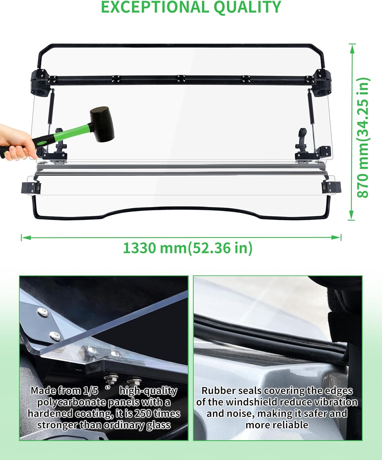 3-IN-1 Front Flip Up Windshield for Kawasaki MULE PRO MX 2019-2026 Accessories, 1/5