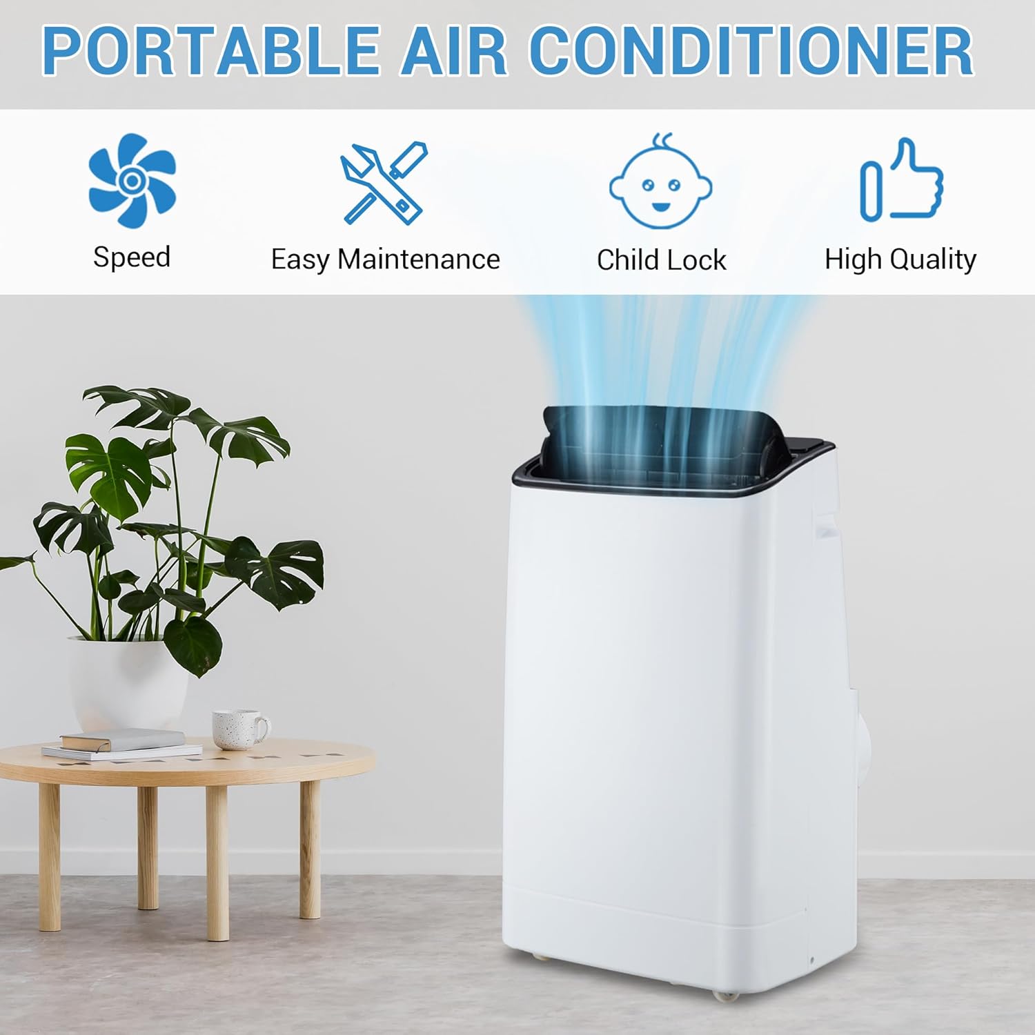 GarveeLife 14000 BTU Portable Air Conditioners with Remote Control, 3-in-1 Free Standing Cooling AC Unit with Fan & Dehumidifier, Cools Room up to 750 sq.ft, Smart/Sleep Mode, 3 Speed, 24H Timer