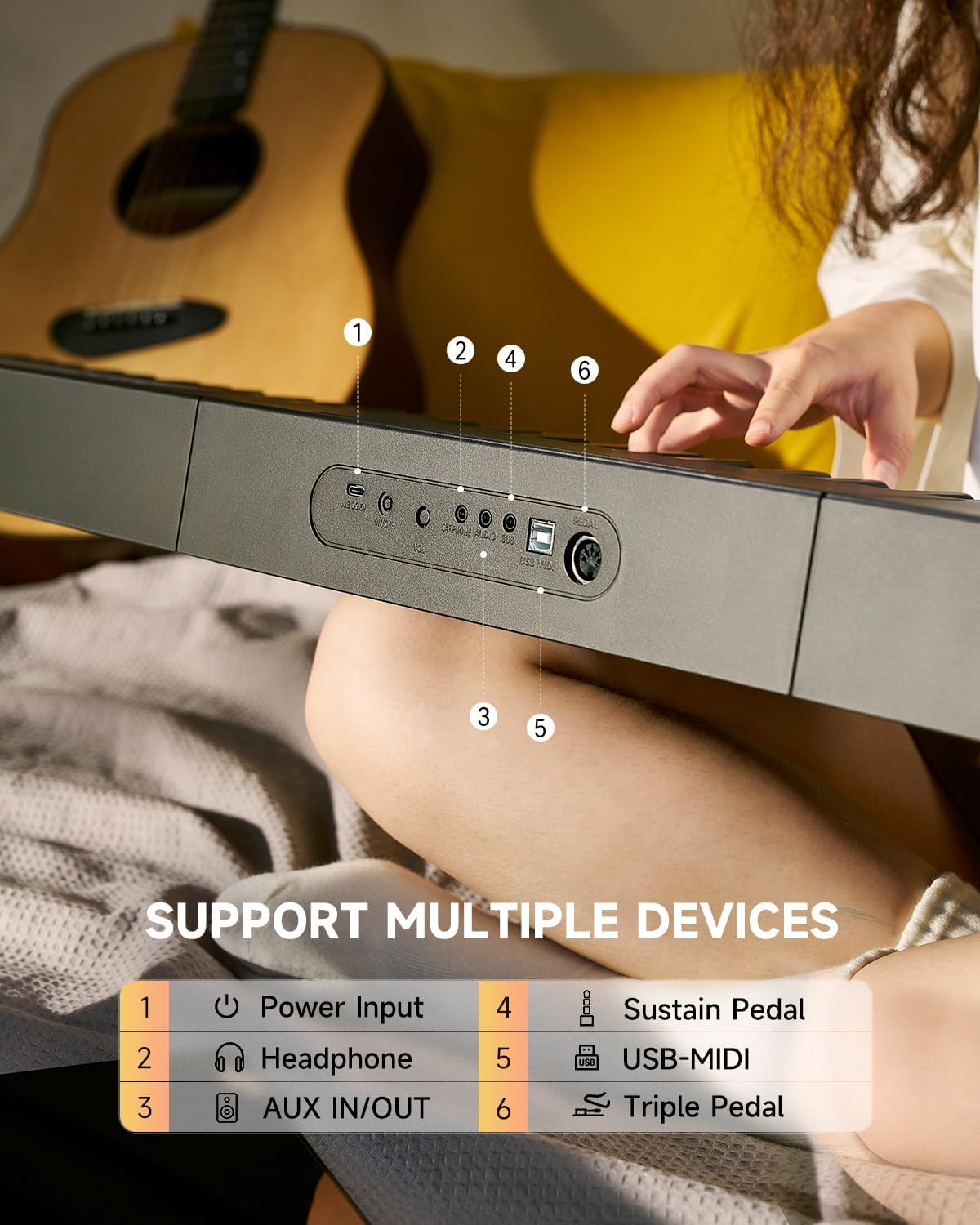 Donner Digital Piano Keyboard Velocity-Sensitive 88 Keys with Removable Piano Stand, Compact Beginner Home Electric Piano with Split Mode, LED Digital Tube for Display, and Triple Pedal DEP-08