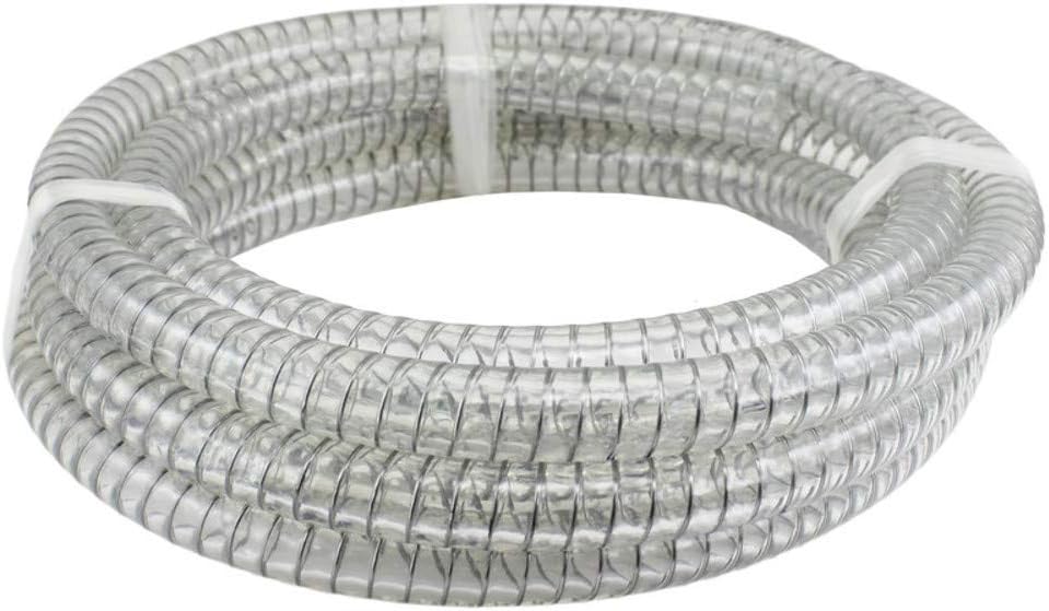 Duda Energy STpvc200-025ft 25' x 2 ID Steel Wire Suction PVC Flexible Tubing High Pressure Heavy Duty UV Chemical Resistant Vinyl Hose