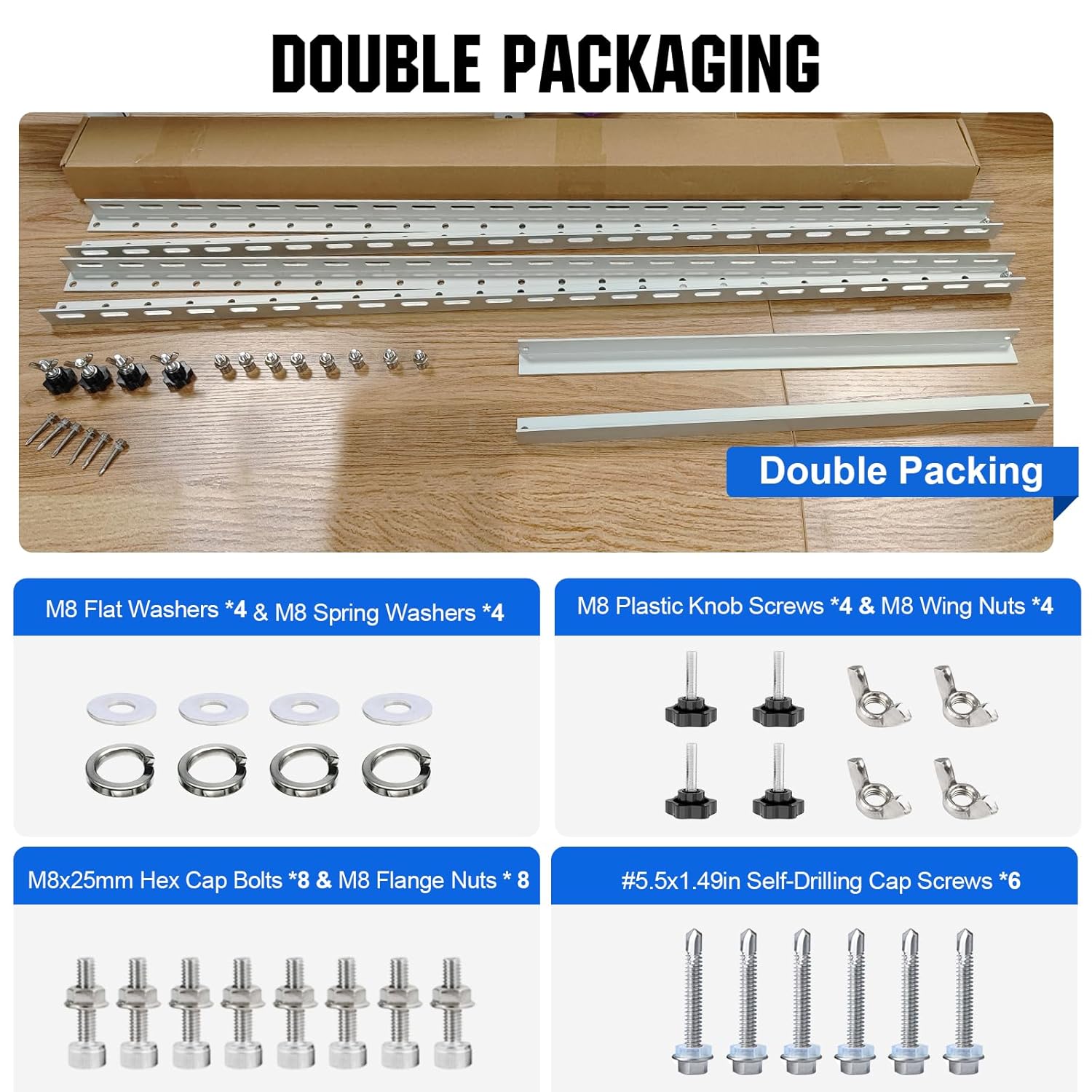 ECO-WORTHY 2 Sets 45inch Solar Panel Mount Brackets Adjustable Tilt Mount Brackets, Suitable for 2-4pcs 100 200 300 400 Watt Solar Panel for Roof, RV, Boat, and Off-Grid