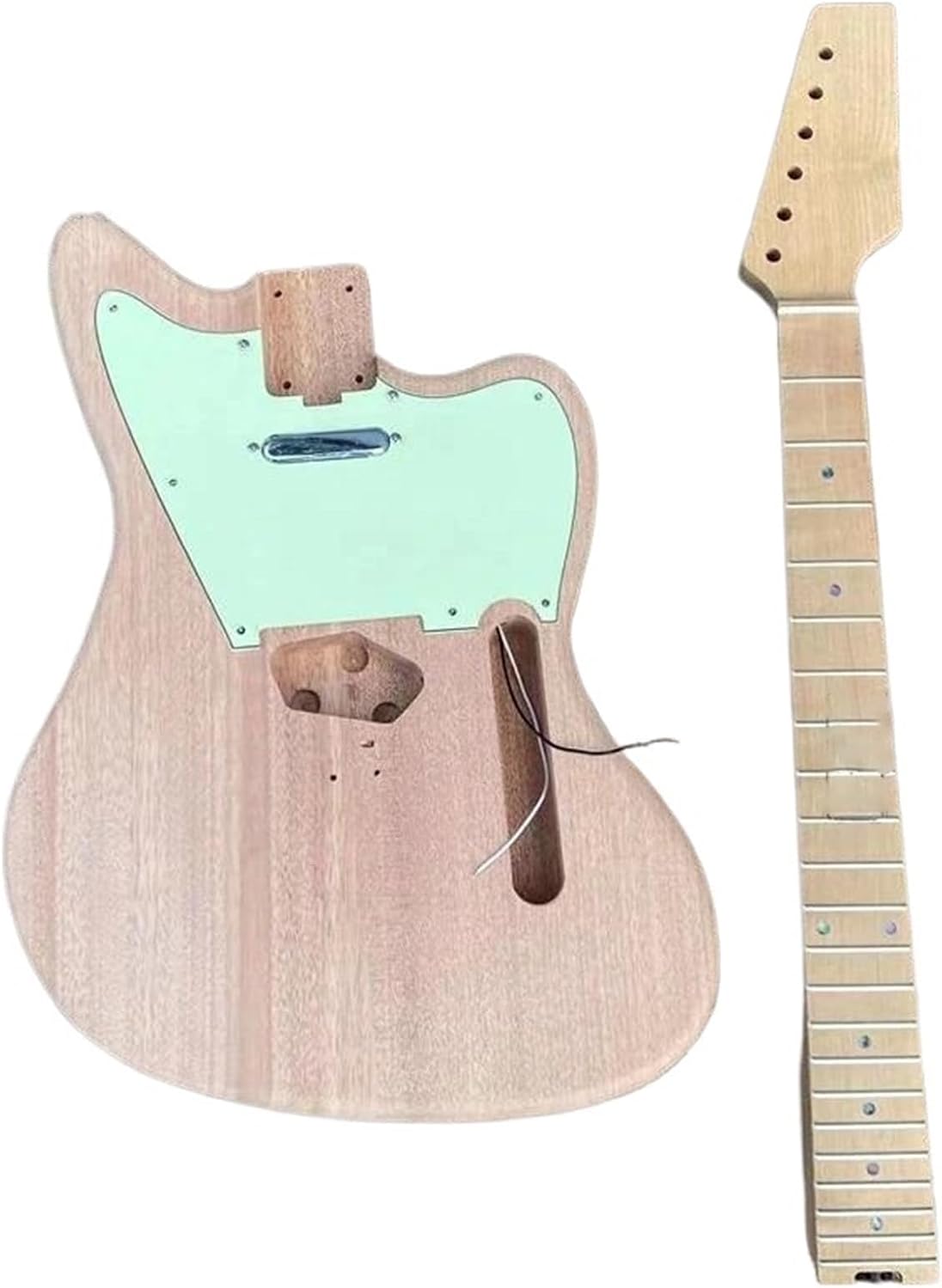 Guitar Body Guitar Replacement Parts DIY Unfinished Electric Guitar Kits Mint Green Pickguard Inlay Maple Or Rosewood Fretboard with Guitar Parts(Maple)