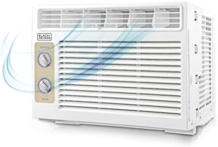 BLACK+DECKER Window Air Conditioner 5000 BTU, AC Window Unit Cools Up to 150 Square Feet, Window AC Unit with Mechanical Controls, Manual Fan Only and Cool Settings, BD05MWT6, White