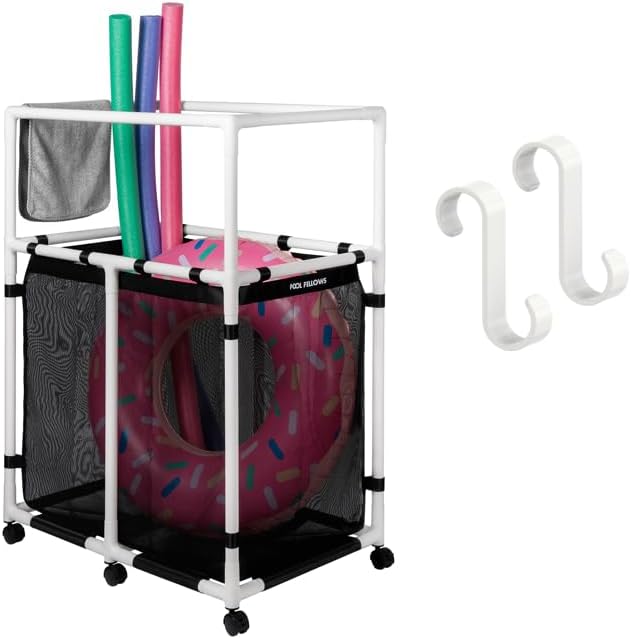 Pool Accessories Bundle | 105 Gallons Pool Storage Bin (Basic Pro) +S Hooks (2pcs)