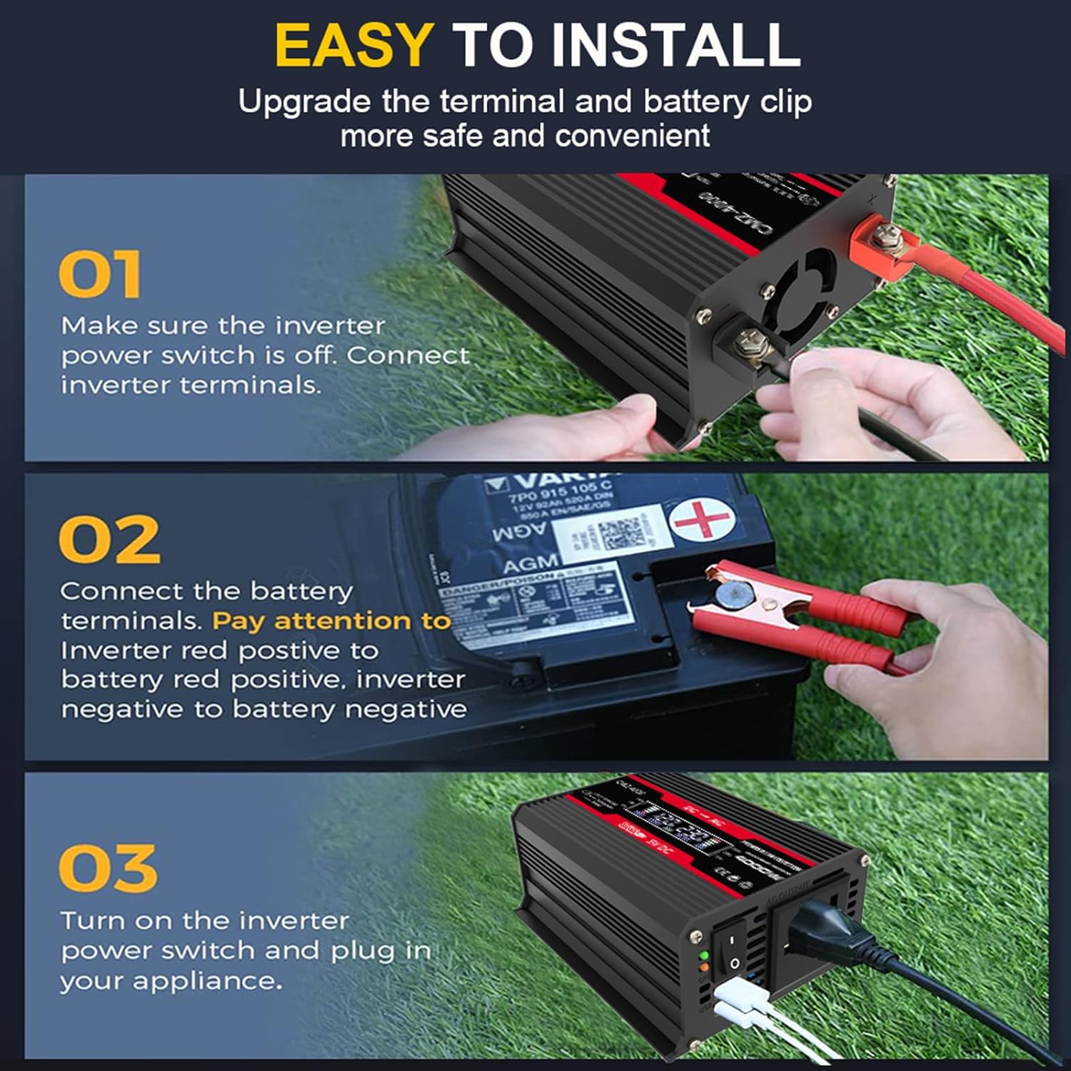 18W 12V Solar Panel Starter Kit with 4000W Inverter & 30A Controller - Ideal for RV, Camping, Off-Grid Adventures - Portable Solar Power Solution (Red)