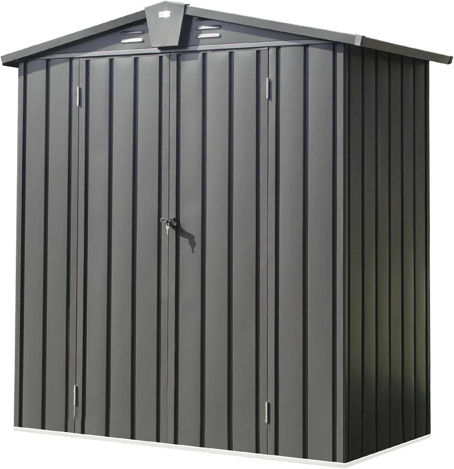 GOWE Outdoor Storage Shed 5.7x3 FT,Metal Outside Sheds&Outdoor Storage Galvanized Steel,Tool Shed with Lockable Double Door for Patio,Backyard,Garden,Lawn (5.7x3ft, Dark Gray)