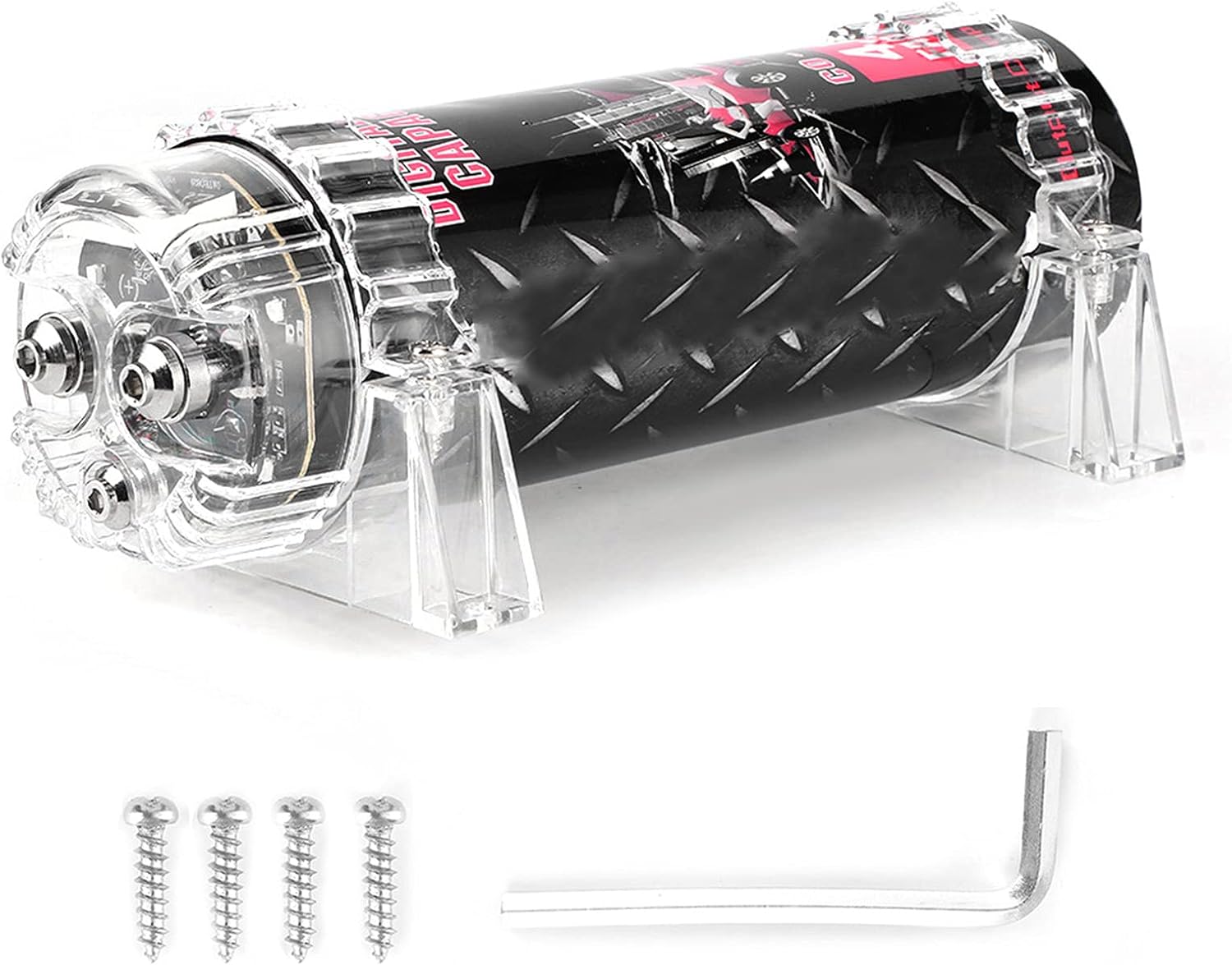 GOTOTOP 4 Power Capacitors for Systems Up to 2000W, with Warning Indicator, 10-16V DC, for Car Audio Amplifiers, for Bass Amplifiers