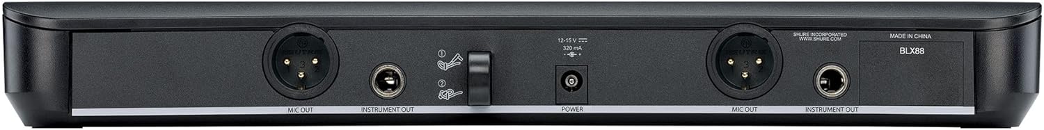 Shure BLX288/PG58 Wireless Microphone System - 14-Hour Battery Life, 300 ft Range, UHF | Includes (2) PG58 Handheld Vocal Mics, Dual Channel Receiver | H10 Band (BLX288/PG58-H10)