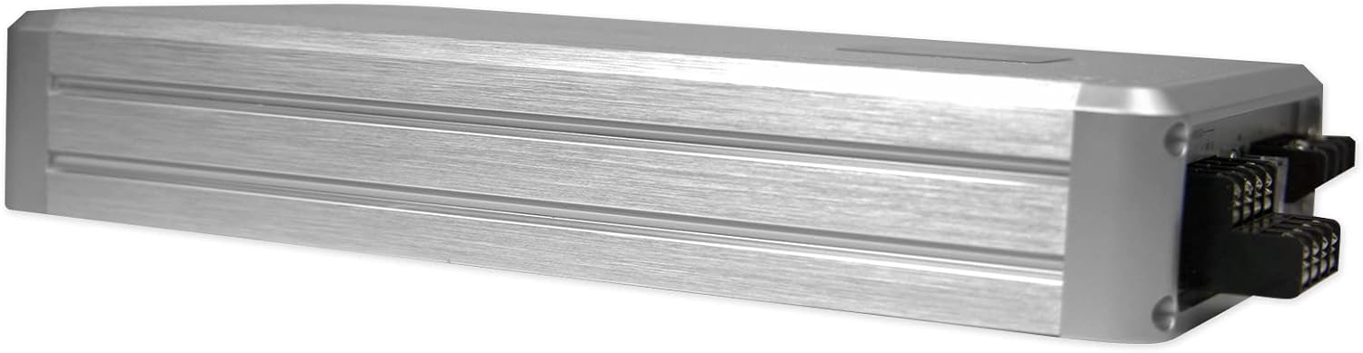 Rockville Atom S20 1600W 4-Channel Marine Amplifier with Bluetooth, PA Mic, Class AB, Adjustable Crossover, Rustproof, for Boats and Marine Sound Systems