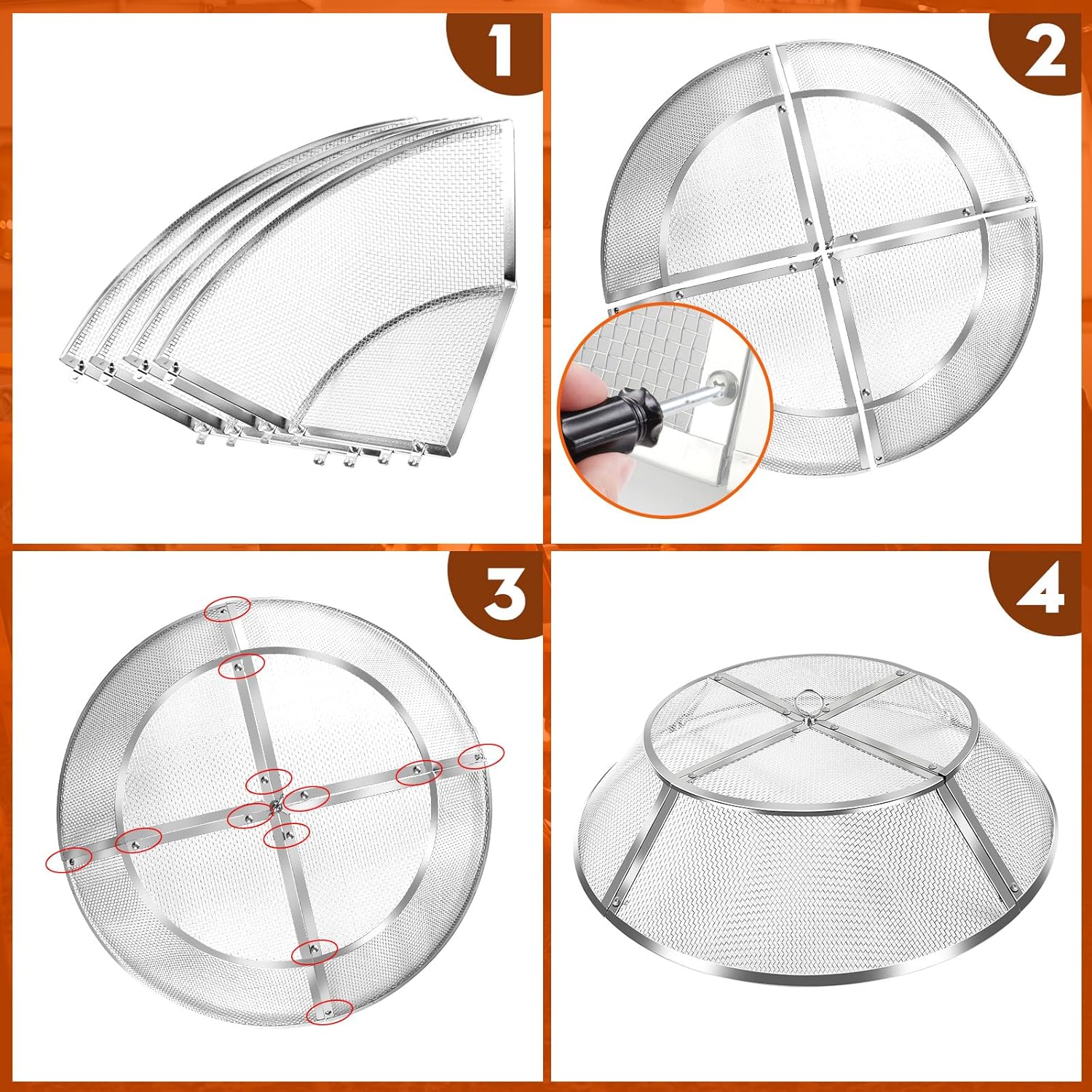 Fire Pit Spark Screen for Solo Stove Yukon Accessories, 27 Inch Yukon Shield 304 Stainless Steel Detachable Mesh Fire Pit Spark Protector with Grill Function and Removal Tools