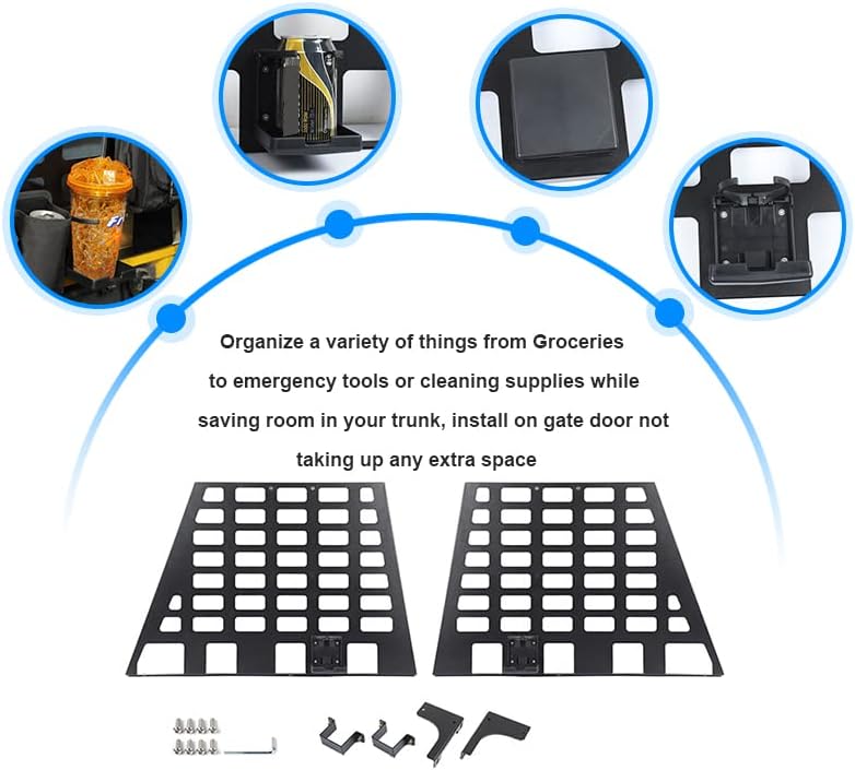Linskip Hard Top Rear Window MOLLE Panels Compatible with 1997-2006 Jeep Wrangler TJ, Side Storage Racks for Jeep TJ 2Door, Trunk Cargo Carrier Tool Organizer for Jeep TJ Accessories(Pair, Black)