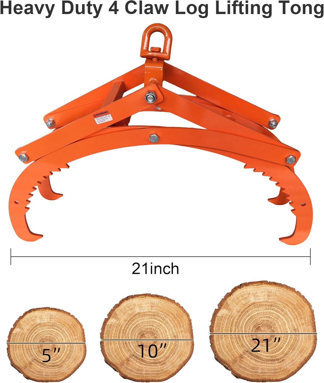 18 inch Automatic Log Lifting Tongs, Upgraded Auto-Grip/Release Heavy-Duty 4 Claw Log & Rock Tongs, Timber Claw Hooks Tools for Dragging & Lifting Logs Used as Tractor, ATVs and Trucks Accessories