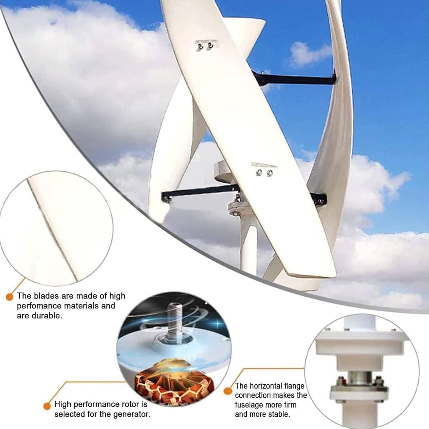 14000KW Wind Turbine Generator Kit 12V 24V 48V 220V Vertical Windmill Power Generator for Home, Three-Phase Maglev Generator,3 Blades,35