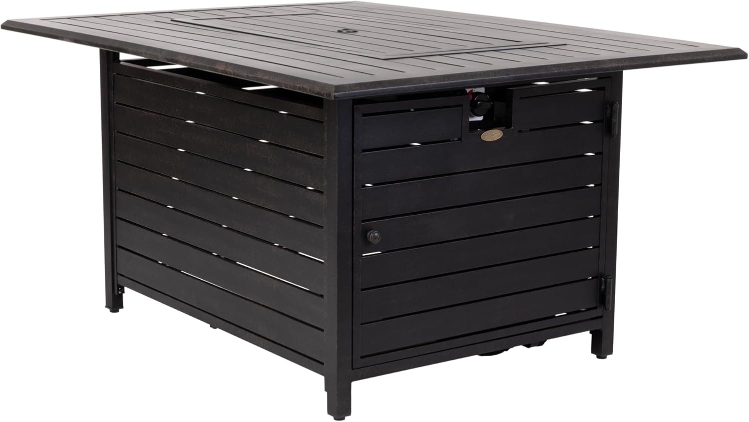 Fire Sense 61898 Longmont Aluminum Convertible Gas Fire Pit Table 55,000 BTU Multi-Functional Outdoor Firepit with Fire Bowl Lid, Nylon Cover & Clear Fire Glass - Bronze Finish - Rectangular 48