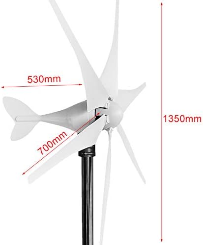 6000W 12V/24V 3/5/6 Blades Horizontal Wind Generator 3 Phase AC PMG Wind Turbines Generator Windmill Energy Turbines Charge,6 Blades,12v