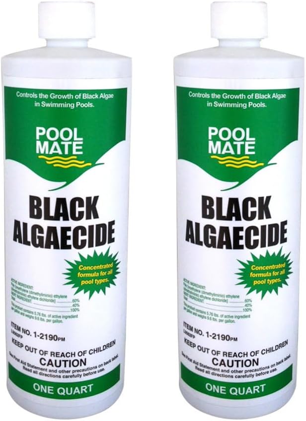 Pool Mate 1-Quart 2-Pack Concentrated Black Algaecide, Algaecide for Pool, Made in USA