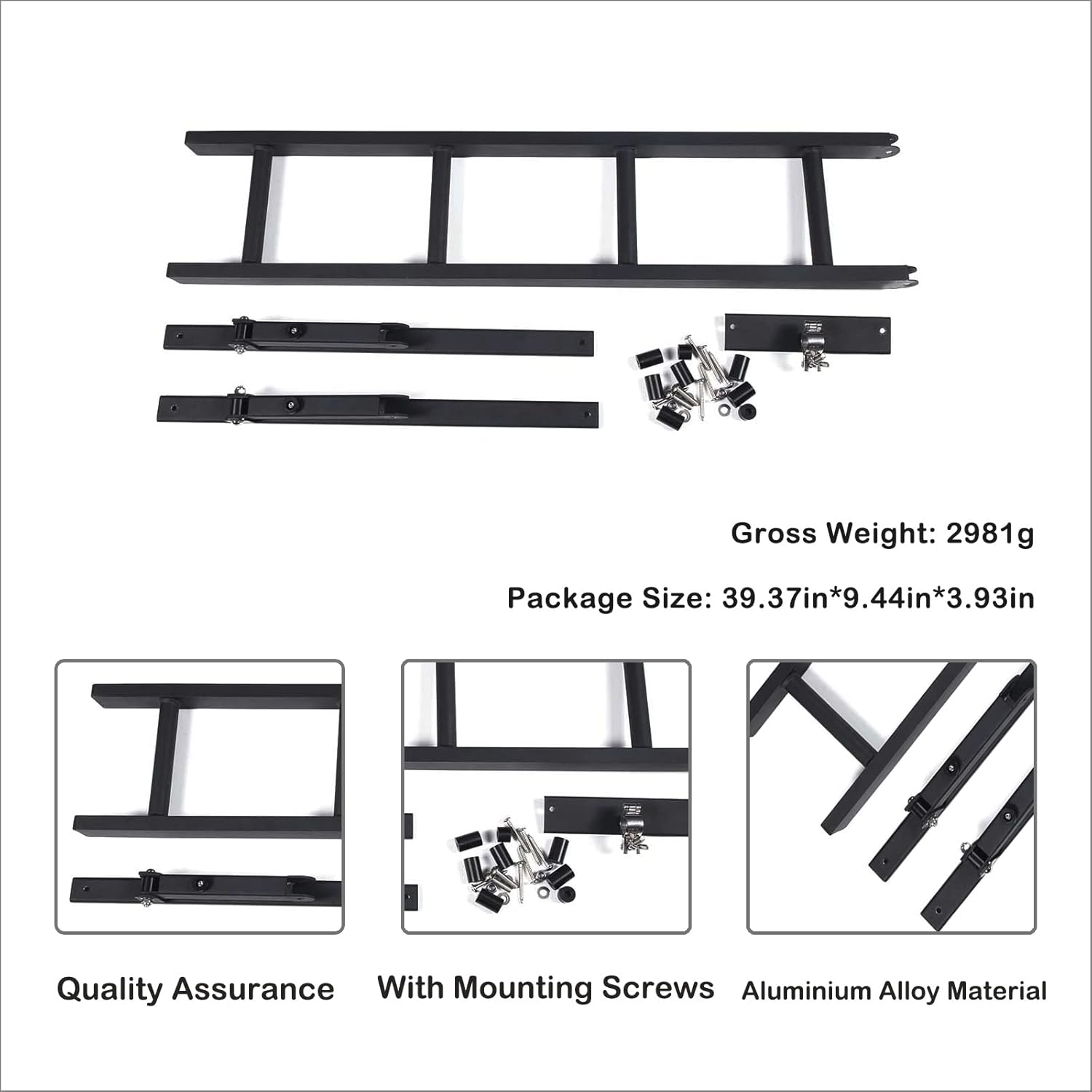 Aunginsy Pickup Truck Tailgate Ladder Compatible with Toyota Tundra 2007-2021 Car Aluminium Alloy Tailgate Step Ladder Kit Rear Ladder Tail Door Ladder Climbing Foldable Tailgate Ladder Accessories