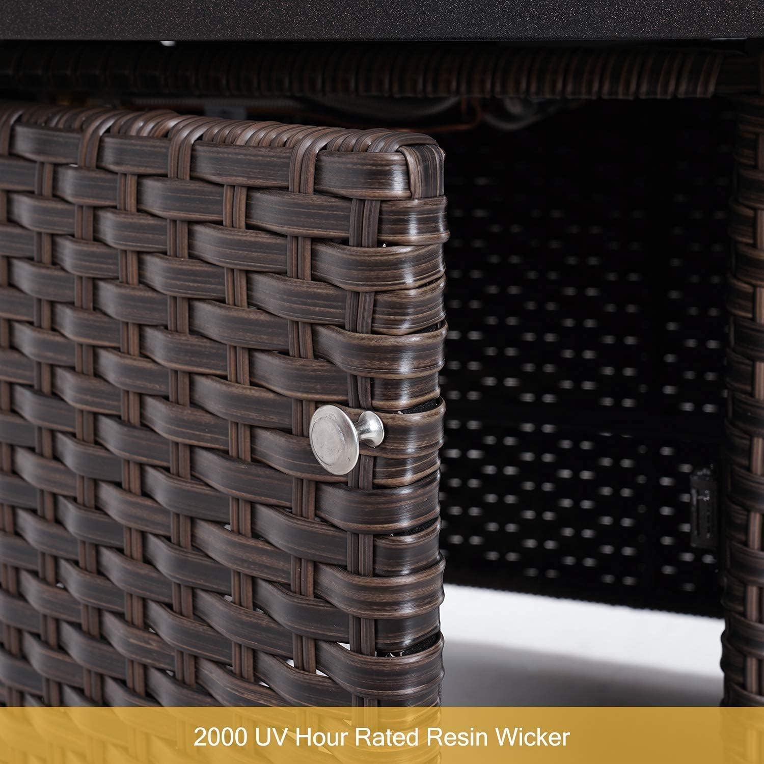 Grand patio Outdoor Propane Fire Pit Table with Cover/Lid for Patio, 43 inch 60,000 BTU,Wicker/Rectangle