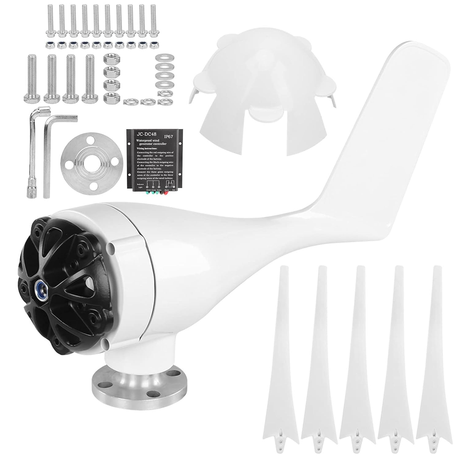 Charging Professional Producer Nylon Fiber,Wind Turbines 5 Blade Small Windmill Generator Industrial Supplies Machinery Equipment 800W (48V)