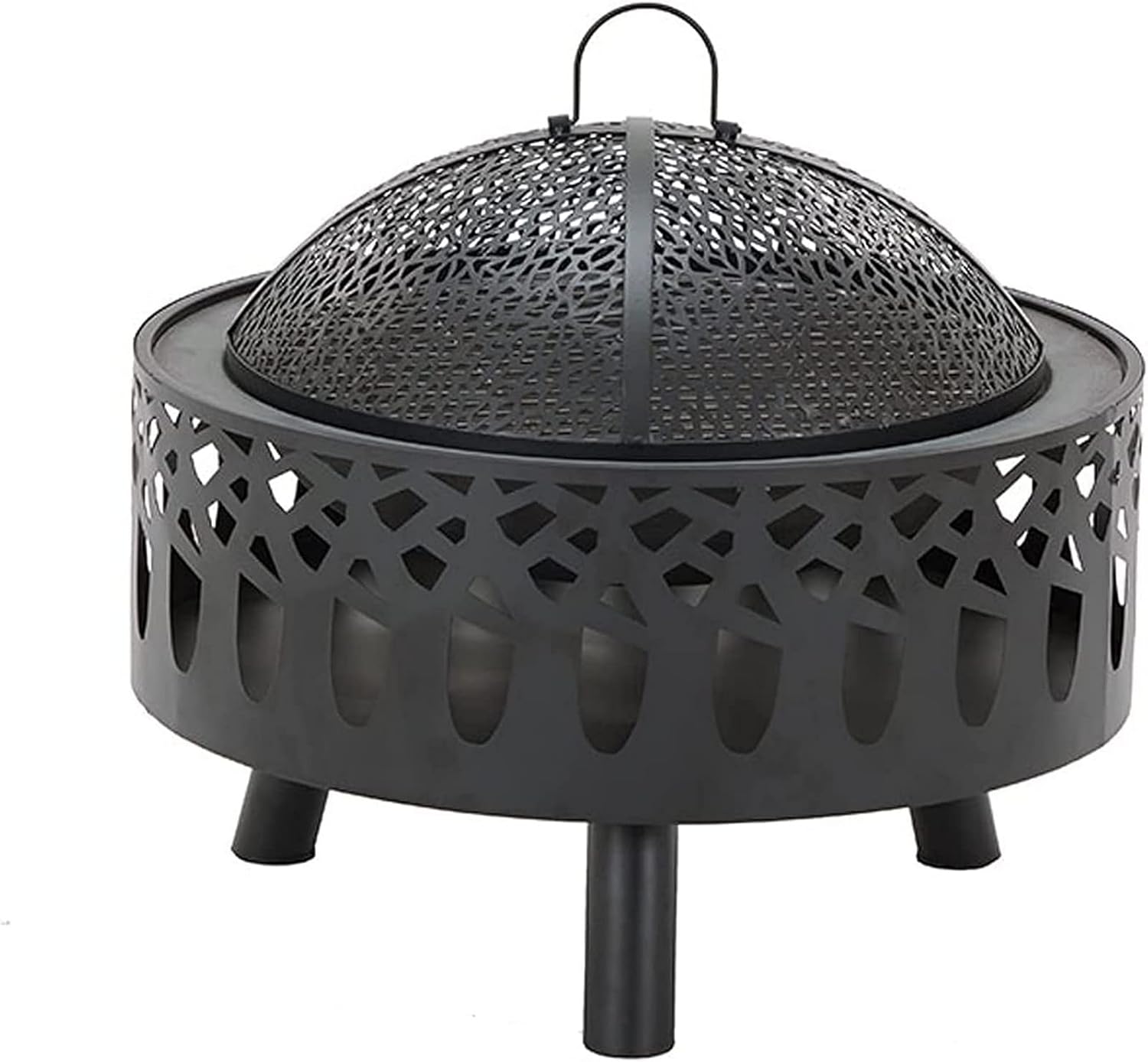 Garden Fire Pit Outdoor Fire Pit, with Charcoal Fork/Charcoal Grid/Mesh Cover,Heater BBQ Grill Camping Bonfire Grill Barbecue Rack