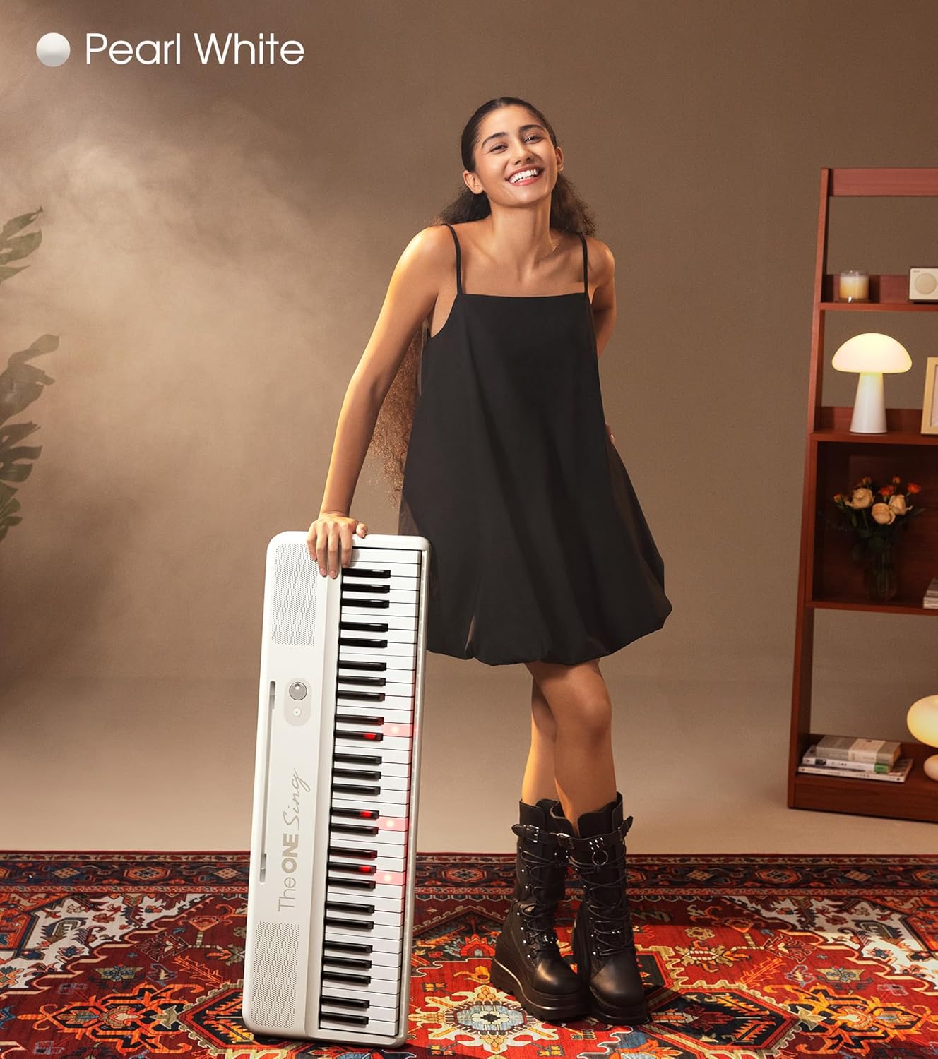 The ONE Keyboard Piano Sing, 61 Keys Piano Keyboard For Singing & Practice with Bluetooth, Record, Sheet Music Stand and Huge Library of Songs for Sing-Along, Piano For Music Lover & Beginner (White)