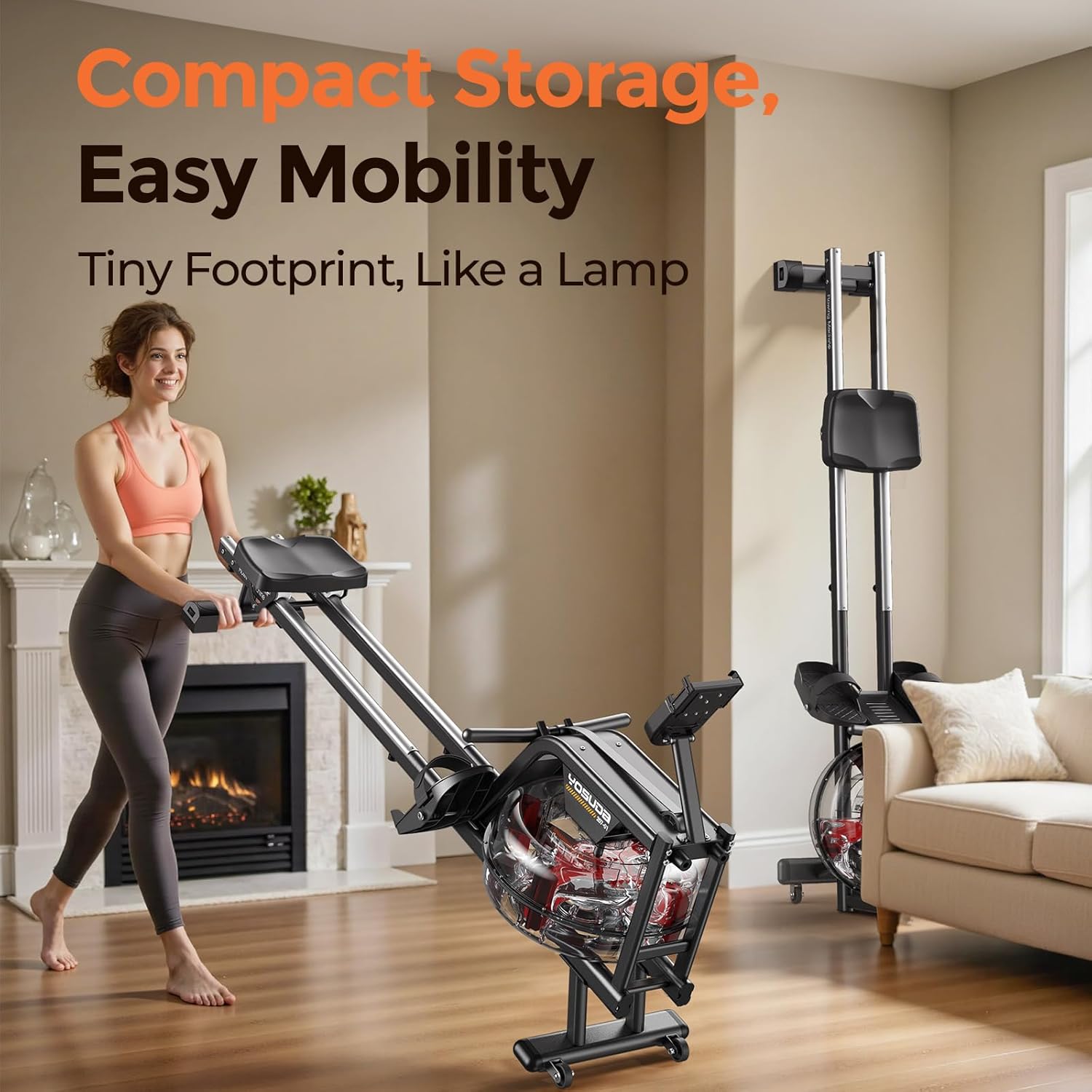 YOSUDA Magnetic/Water Rowing Machine for Home - Rower Machine Use with Bluetooth, App Supported, Rowing Machine for Taller Power Athletes, Comfortable Seat Cushion