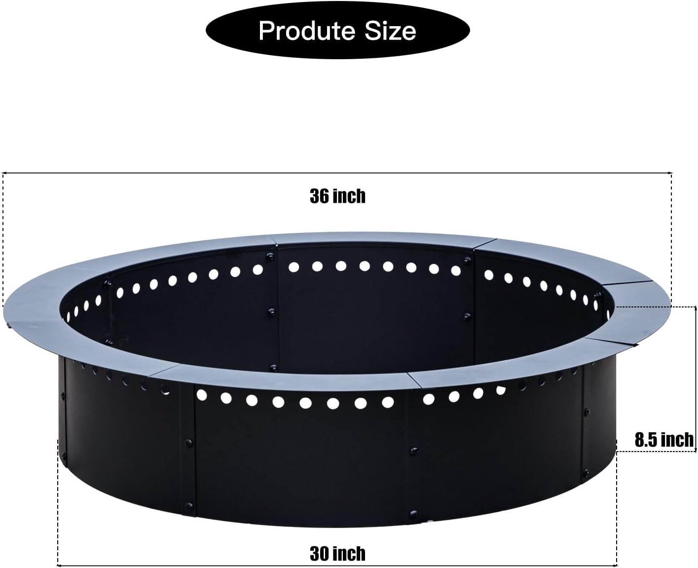 36 inch Outdoor Fire Pit Liner, Round Heavy Duty Fire Pits, Rim Insert Firepit for Outside, DIY Campfire Fireplace