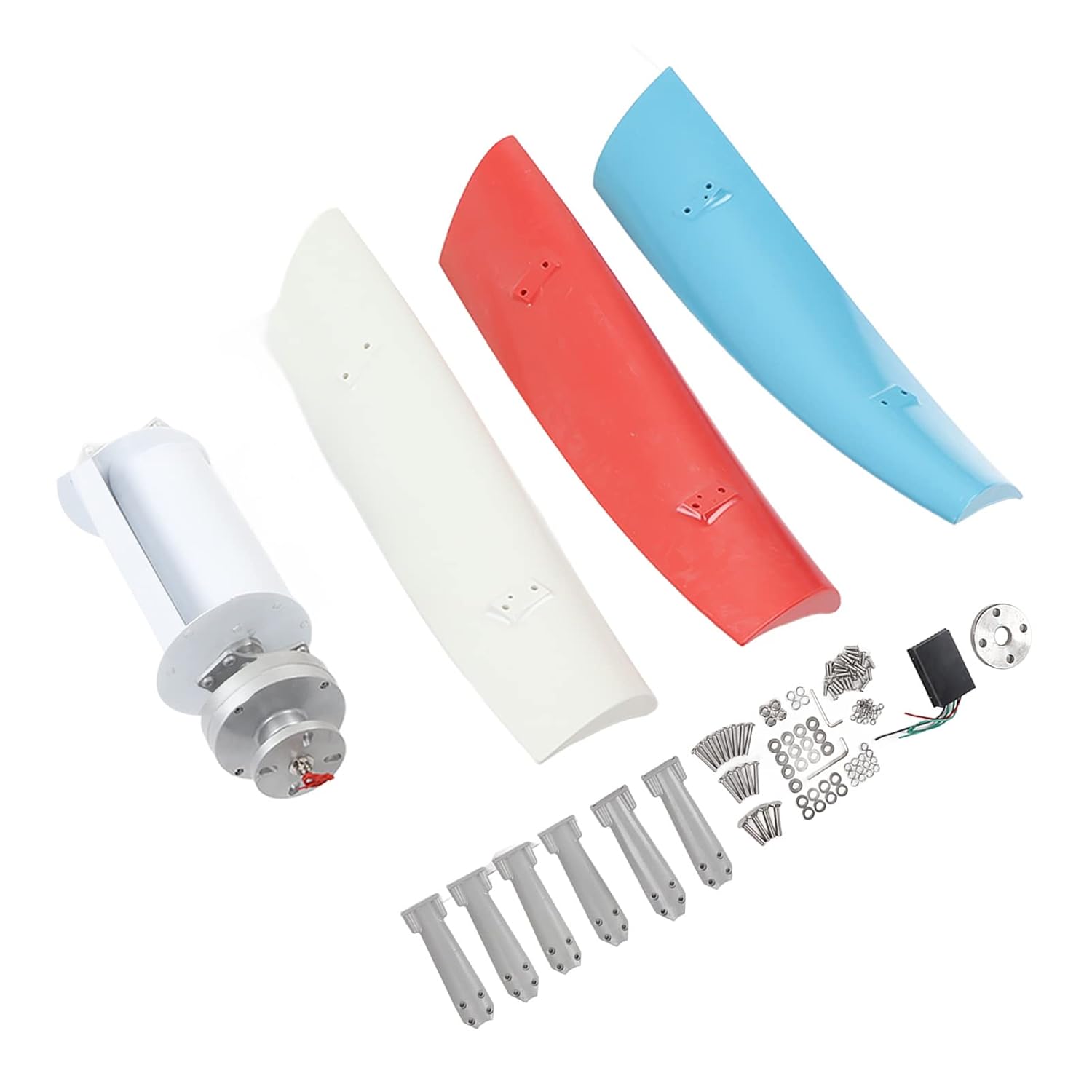 Vertical Wind Generator, 100W Stable Running Wind Generator White Red Blue 3 Blades for Business (12V)