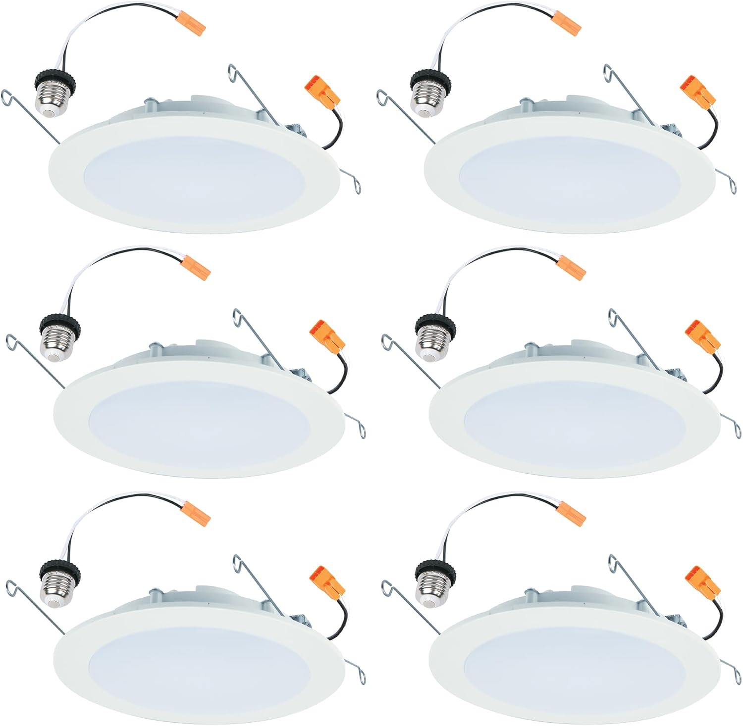 HALO HLBT 6-Inch Slim LED Trim 6 Pack for New Construction/Remodel with Selectable Color Temperature, Indoor/Outdoor, Dimmable - 6-Pack - HLBT609FS5-6pk